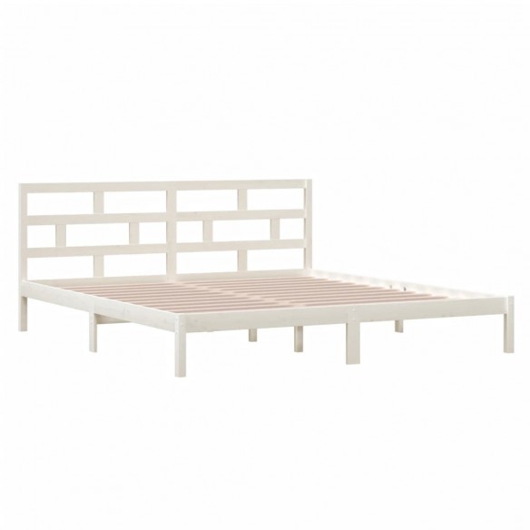 Cadre de lit Blanc Bois de pin massif 140x190 cm