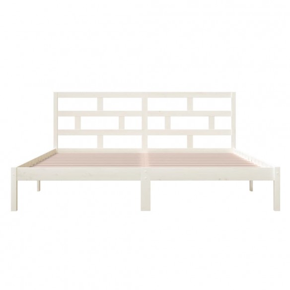 Cadre de lit Blanc Bois de pin massif 140x190 cm