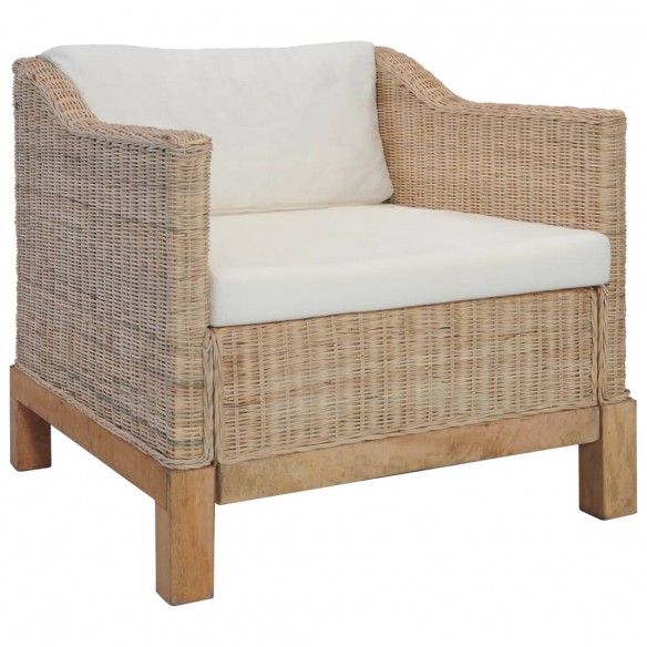 Fauteuil avec coussins Rotin naturel