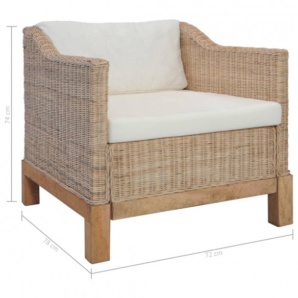 Fauteuil avec coussins Rotin naturel