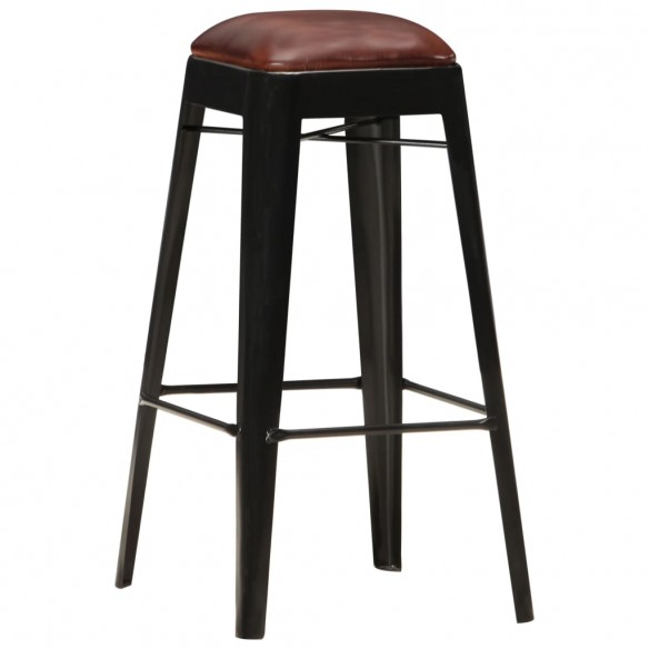 Tabourets de bar lot de 2 noir cuir véritable