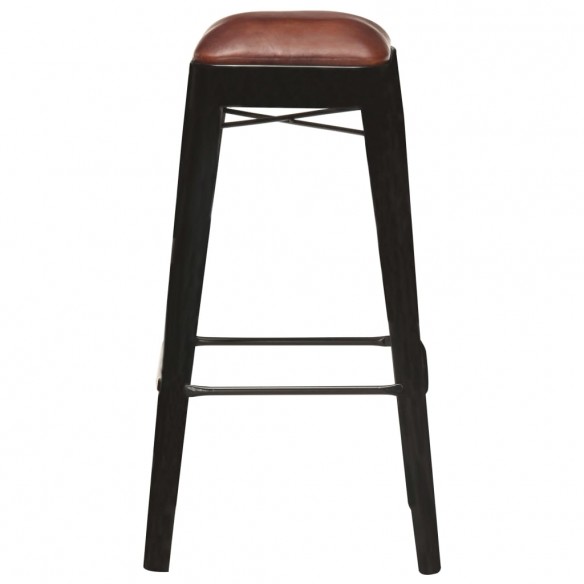 Tabourets de bar lot de 2 noir cuir véritable