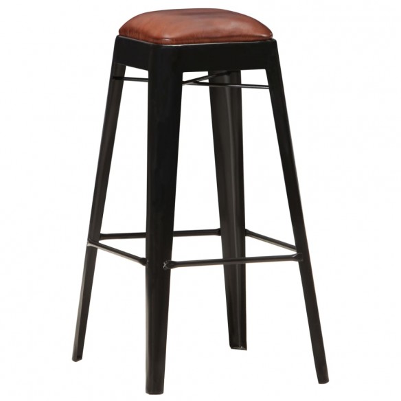 Tabourets de bar lot de 2 noir cuir véritable