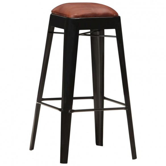 Tabourets de bar lot de 2 noir cuir véritable