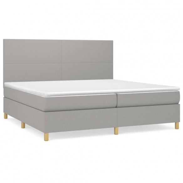 Cadre de lit avec matelas Gris clair 200x200cm Tissu