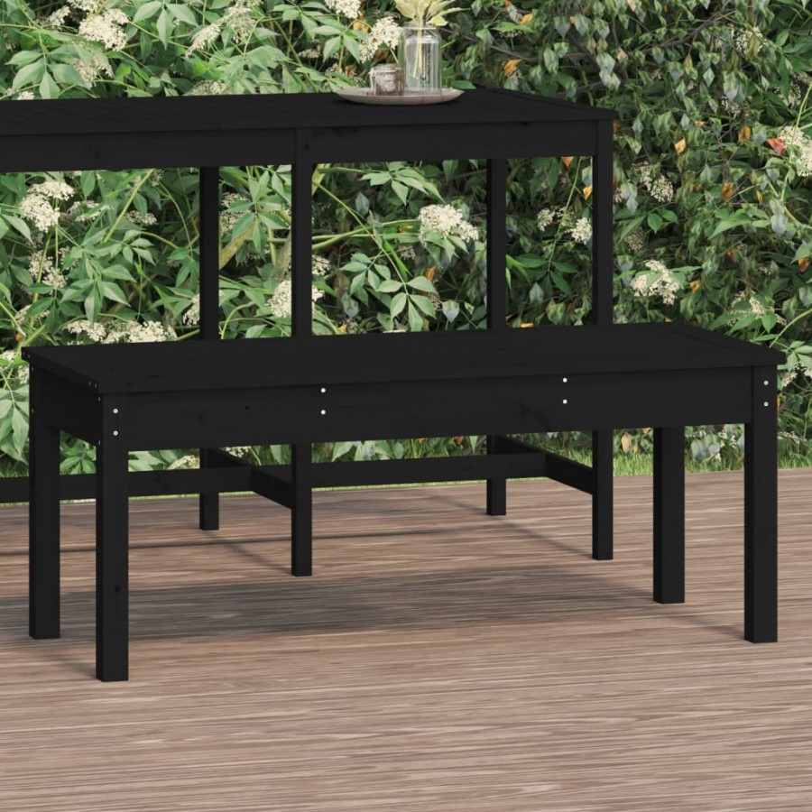 Banc de jardin noir 109x44x45 cm bois massif de pin