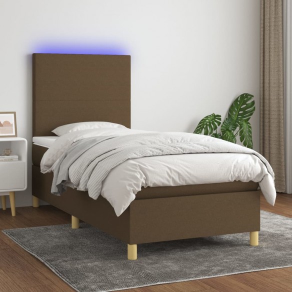 Cadre de lit et matelas et LED Marron foncé 80x200cm