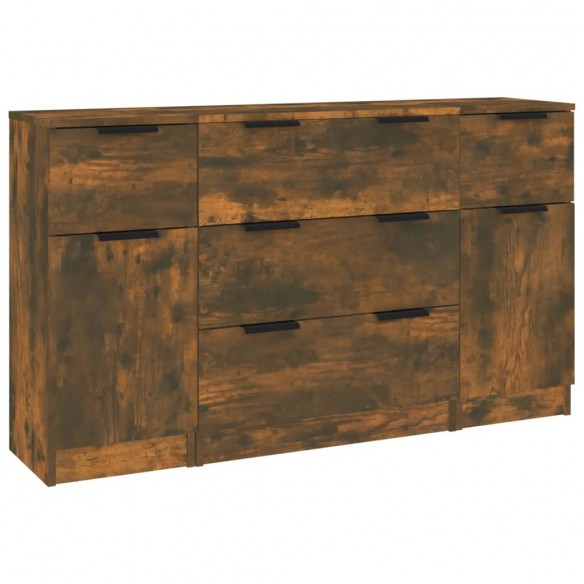 Ensemble de buffets 3 pcs Chêne fumé Bois d'ingénierie