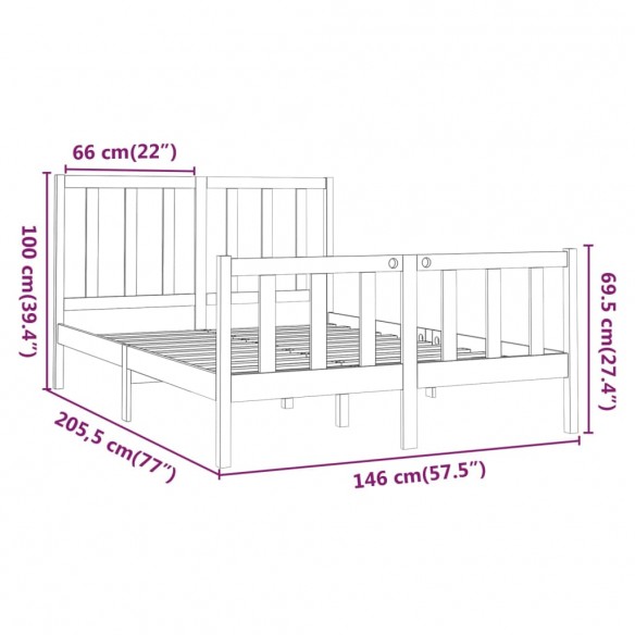 Cadre de lit Bois de pin massif 140x200 cm