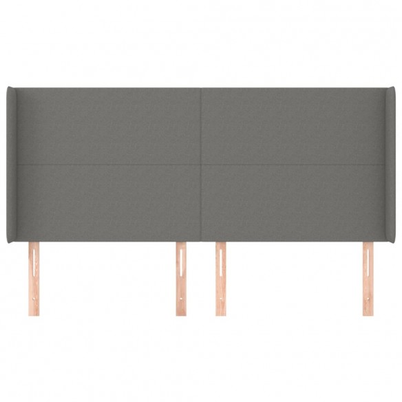 Tête de lit avec oreilles Gris foncé 203x16x118/128 cm Tissu