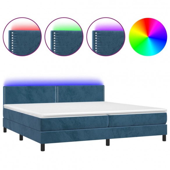 Cadre de lit avec matelas LED Bleu foncé 200x200 cm