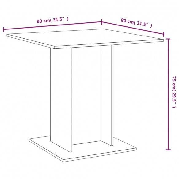 Table à dîner Chêne marron 80x80x75 cm Bois d'ingénierie