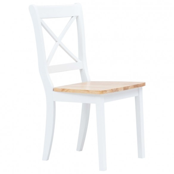 Chaises à manger lot de 2 blanc et bois clair bois hévéa massif