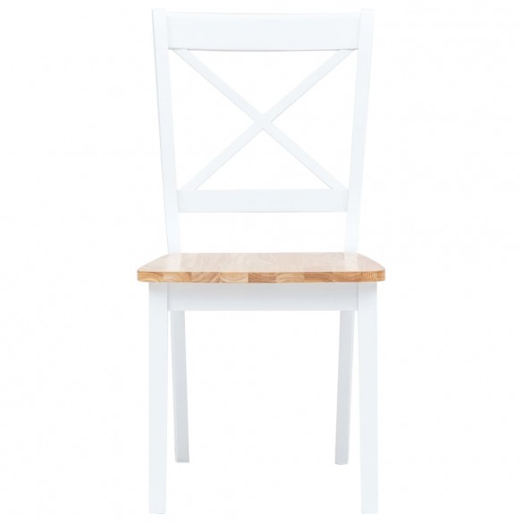 Chaises à manger lot de 6 blanc et bois clair bois hévéa massif