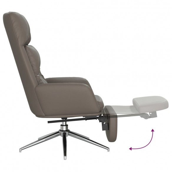 Chaise de relaxation et repose-pied Gris Cuir et similicuir