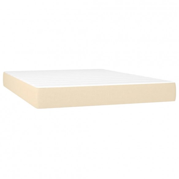 Cadre de lit et matelas et LED Crème 140x190cm Tissu