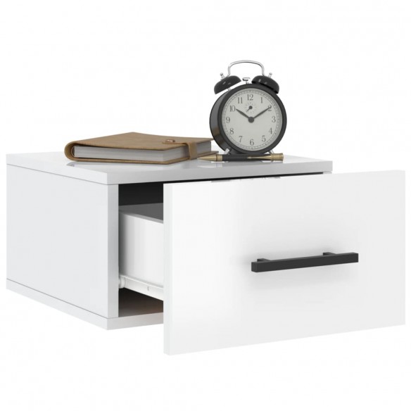 Table de chevet murale blanc brillant 35x35x20 cm