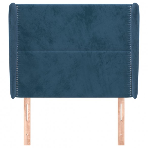 Tête de lit avec oreilles Bleu foncé 103x23x118/128 cm Velours