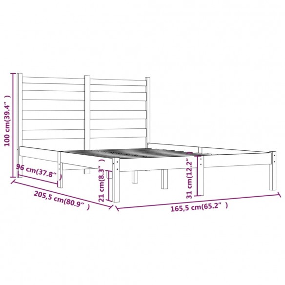 Cadre de lit Bois de pin massif 160x200 cm