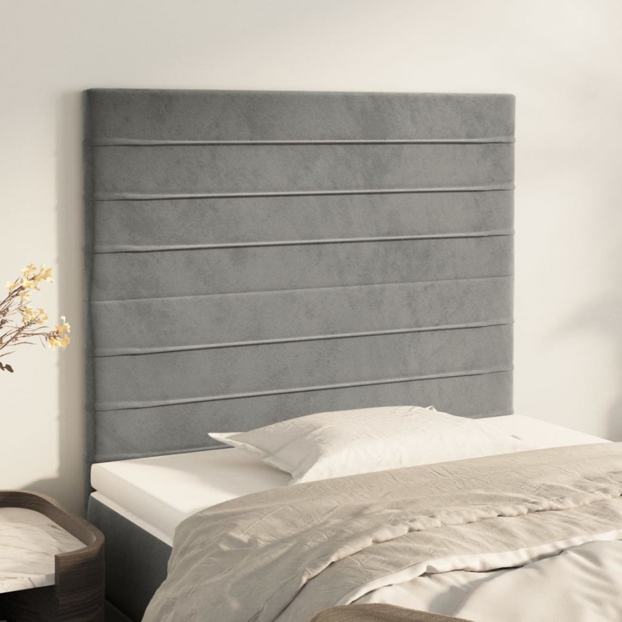 Têtes de lit 2 pcs Gris clair 80x5x78/88 cm Velours