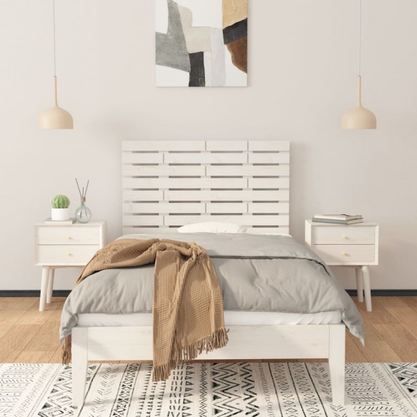 Tête de lit murale Blanc 96x3x63 cm Bois massif de pin