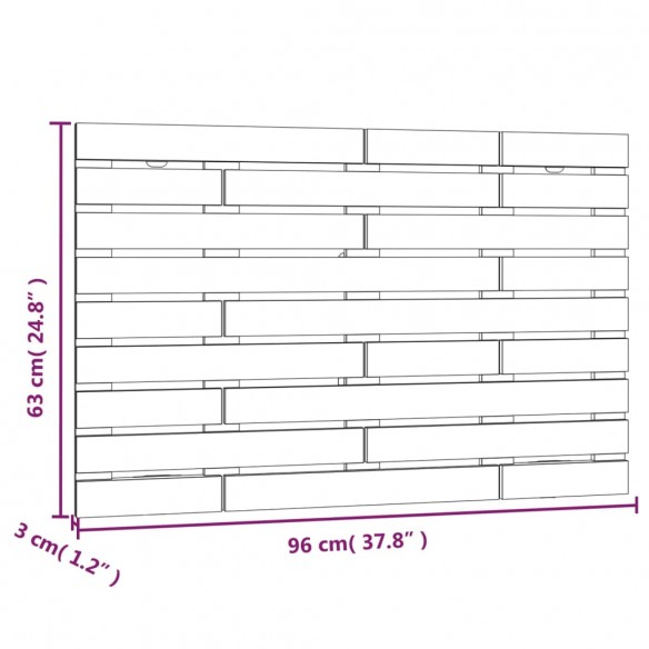 Tête de lit murale Blanc 96x3x63 cm Bois massif de pin