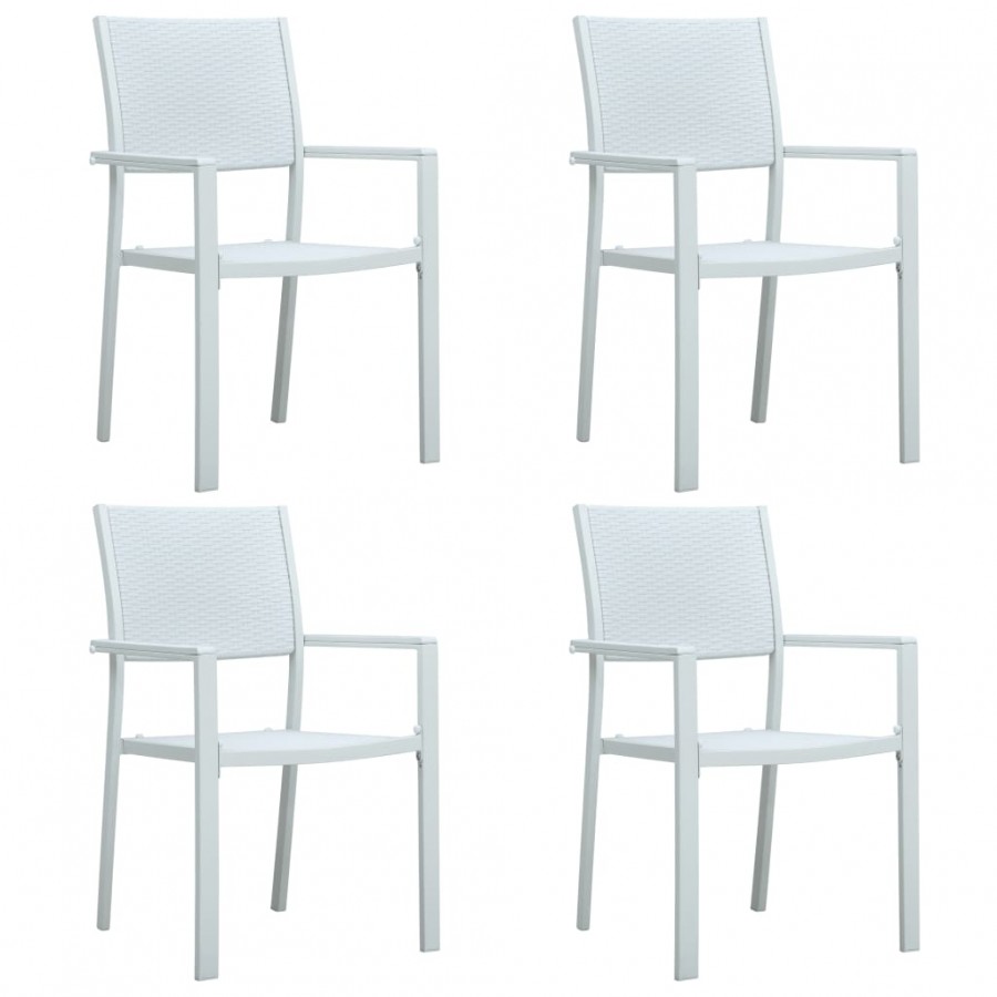 Chaises de jardin 4 pcs Blanc Plastique Aspect de rotin