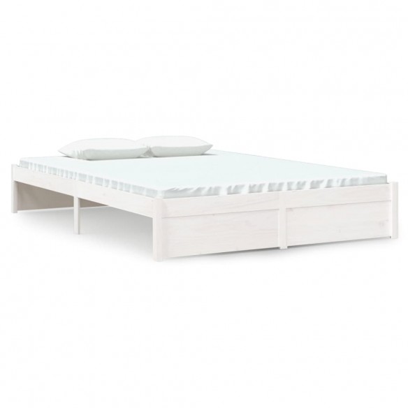 Cadre de lit Blanc Bois massif 135x190 cm Double