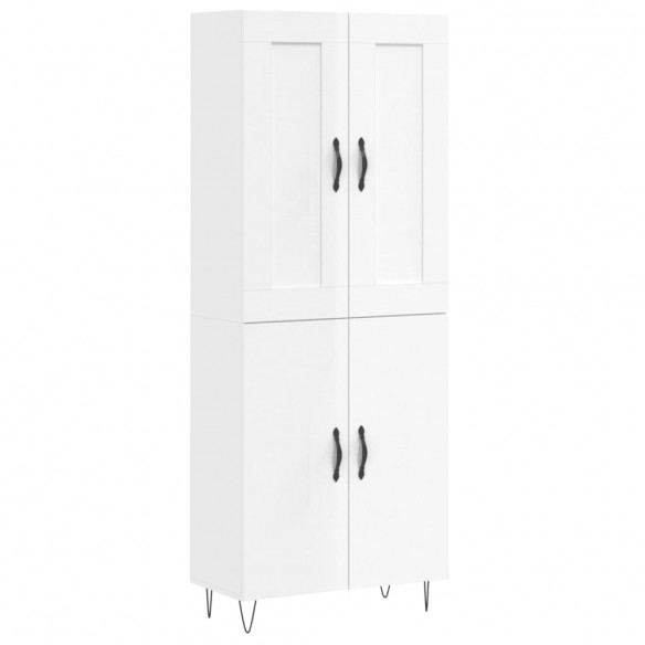 Buffet haut Blanc brillant 69,5x34x180 cm Bois d'ingénierie