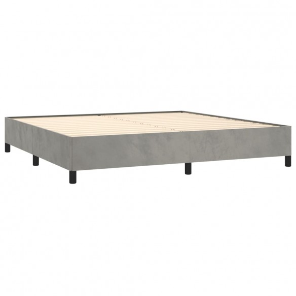 Cadre de lit et matelas Gris clair 200x200cm Velours