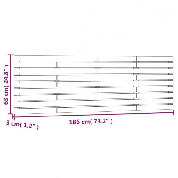 Tête de lit murale 186x3x63 cm Bois massif de pin