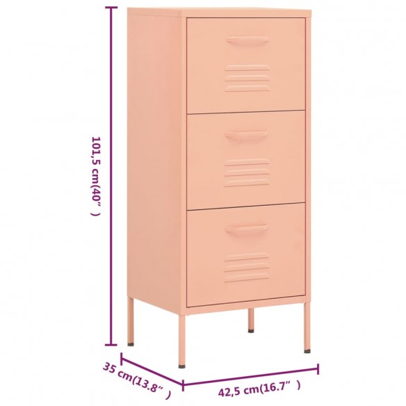 Armoire de rangement Rose 42,5x35x101,5 cm Acier