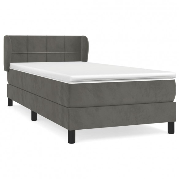 Cadre de lit avec matelas Gris foncé 100x200 cm