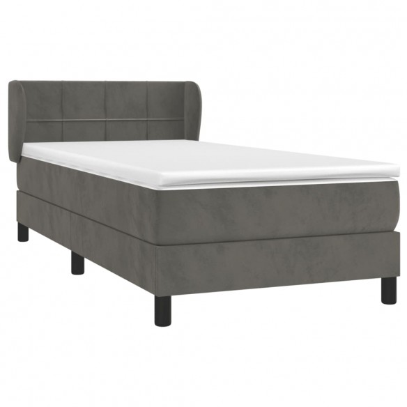 Cadre de lit avec matelas Gris foncé 100x200 cm