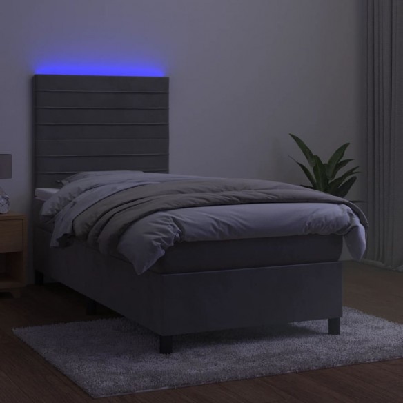 Cadre de lit matelas LED Gris clair 80x200cm Velours