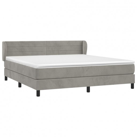 Cadre de lit et matelas Gris clair 160x200cm Velours