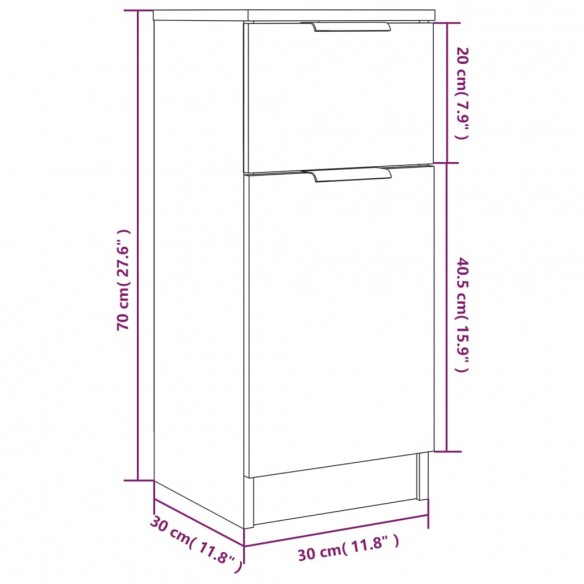 Buffets 2 pcs Gris béton 30x30x70 cm Bois d'ingénierie