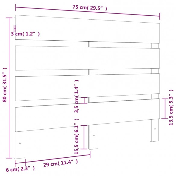 Tête de lit 75x3x80 cm Bois massif de pin