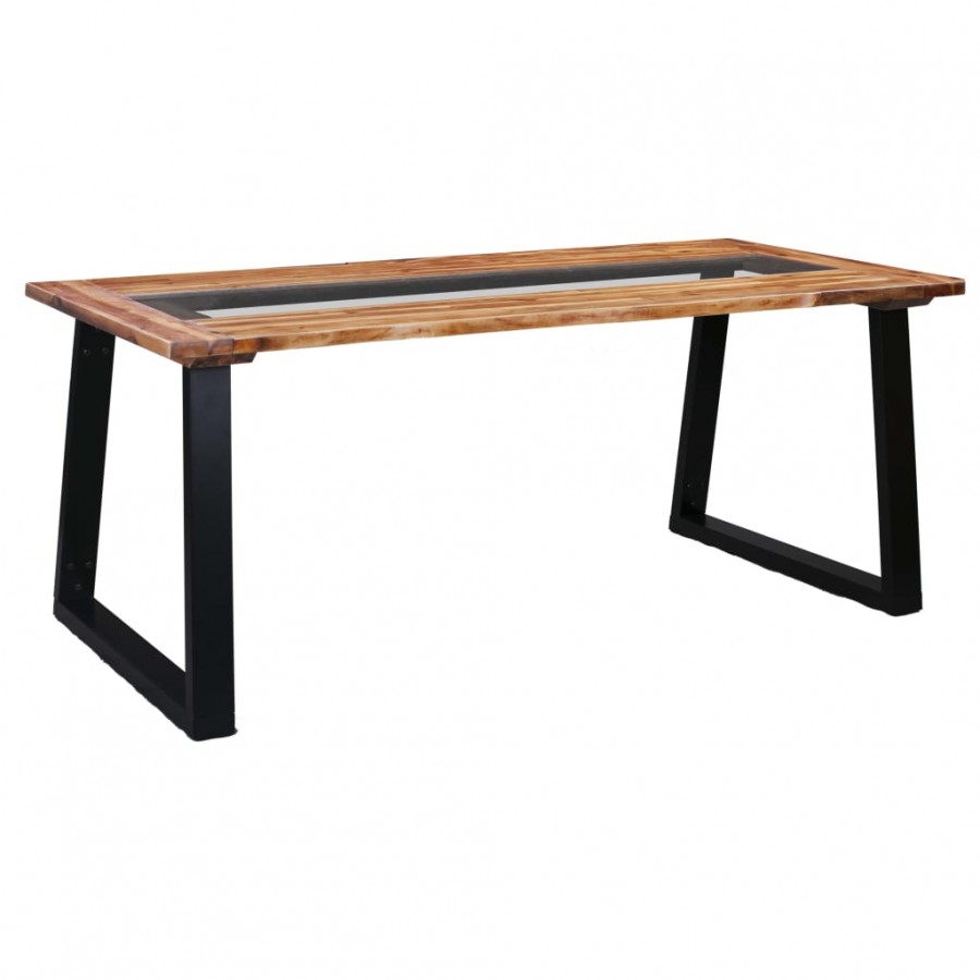 Table de salle à manger 180x90x75 cm Bois d'acacia et verre