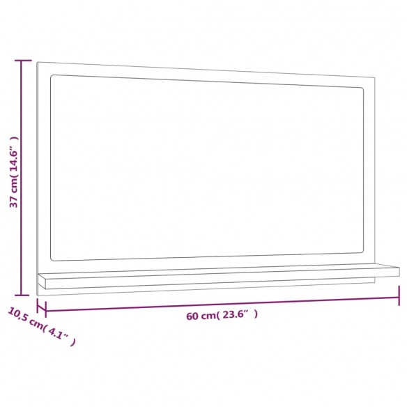 Miroir de bain Chêne marron 60x10,5x37 cm Bois d'ingénierie