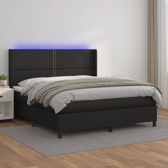 Cadre de lit matelas LED Noir 180x200cm Similicuir