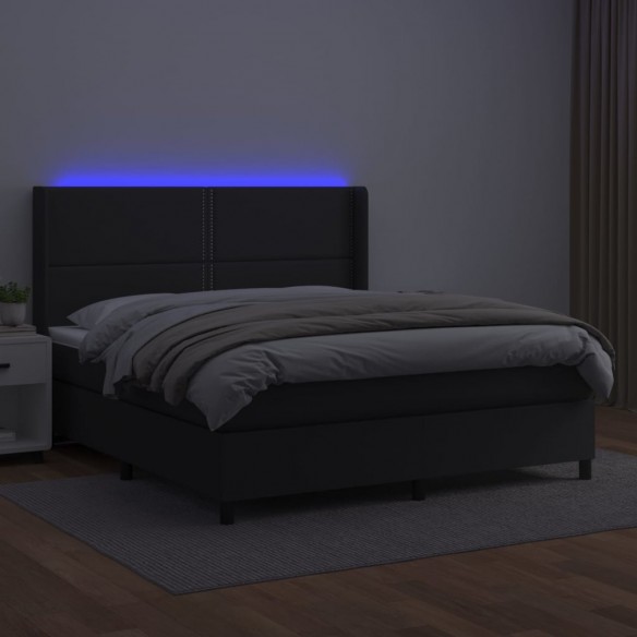 Cadre de lit matelas LED Noir 180x200cm Similicuir