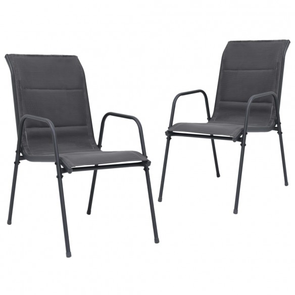 Chaises empilables de jardin 2pcs Acier et textilène Anthracite