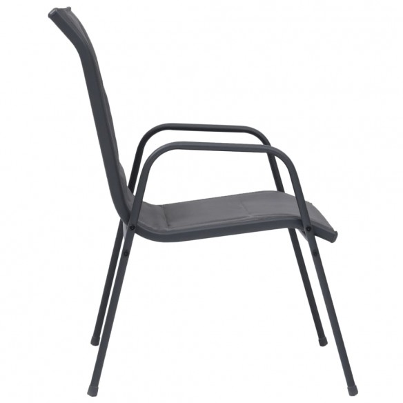 Chaises empilables de jardin 2pcs Acier et textilène Anthracite