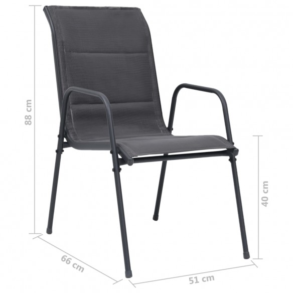 Chaises empilables de jardin 2pcs Acier et textilène Anthracite