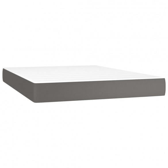 Cadre de lit matelas LED Gris 140x190cm Similicuir