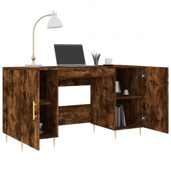 Bureau chêne fumé 140x50x75 cm bois d'ingénierie