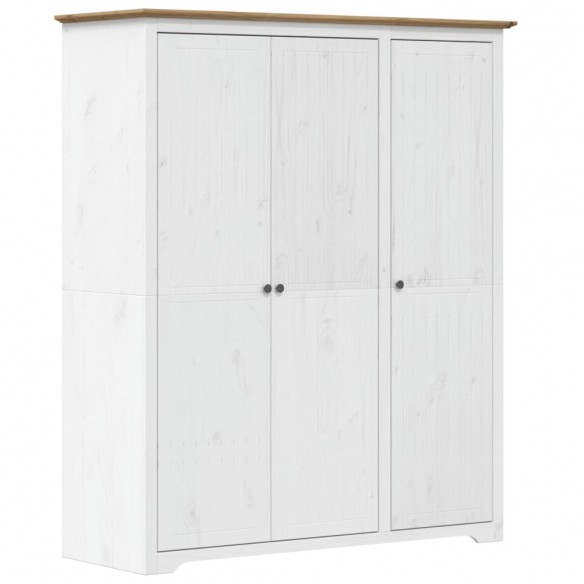 Garde-robe BODO blanc marron 151,5x52x176,5 cm bois massif pin