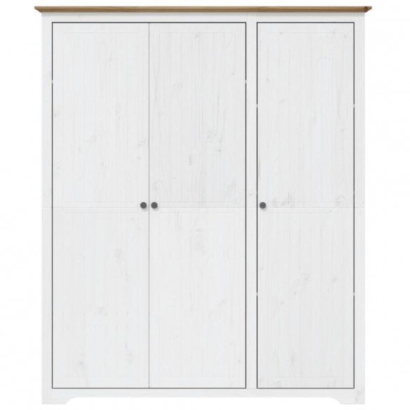 Garde-robe BODO blanc marron 151,5x52x176,5 cm bois massif pin