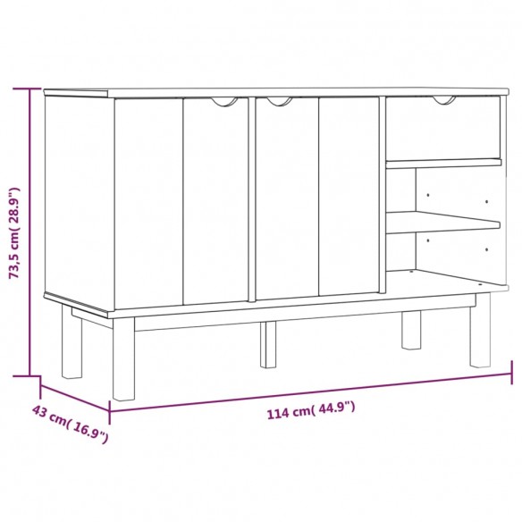 Buffet OTTA Marron et gris 114x43x73,5 cm Bois massif pin